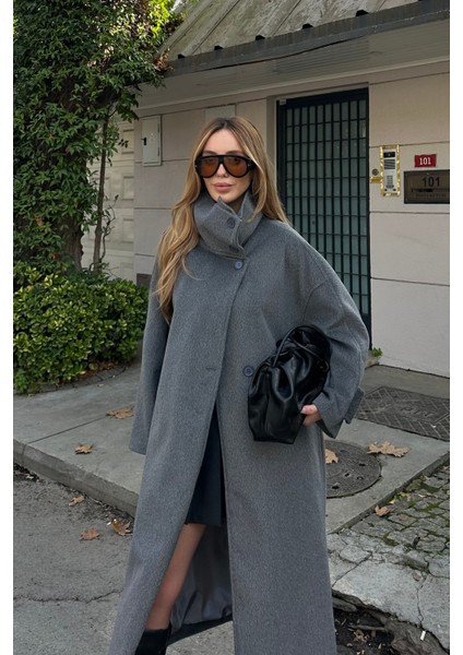 Gri Vittoria Düğmeli Yaka Kaban - 2511 fiyatları