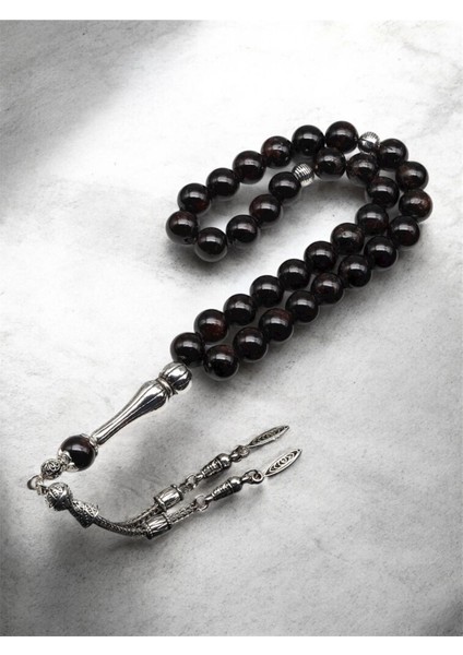 Garnet - Lal Doğal Taş Tesbih 8 mm 33'lü Yuvarlak Kesim