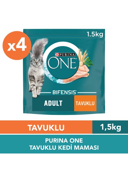 Kuru Kedi Maması Tavuklu Yetişkin Kediler 1,5 Kgx4