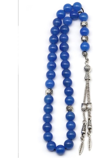 Sertifikalı Mavi Akik Doğal Taş Tesbih 8 mm 33'lü Yuvarlak Kesim fiyatları