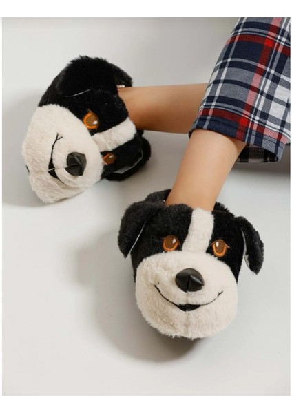 Unisex Yumuşak Taban Sevimli Köpek Panduf Yetişkin ve Çocuk Kız ve Erkek Panduf