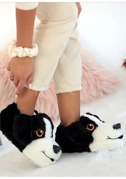 Unisex Yumuşak Taban Sevimli Köpek Panduf Yetişkin ve Çocuk Kız ve Erkek Panduf