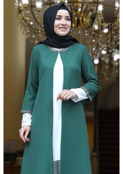 Taş Işlemeli Ceket Zümrüt