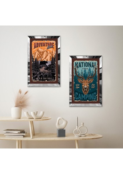 Gümüş Aynalı Pleksi Çerçeveli Modern Afiş Ikili Mdf Tablo Seti fiyatları