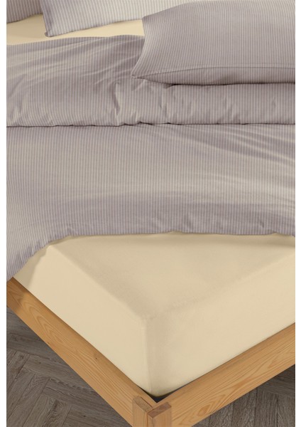 Chıc %100 Pamuk Ranforce Akay Bej Ipliği Boyalı Nevresim Takımı Tek Kişilik - 160X220 cm modelleri