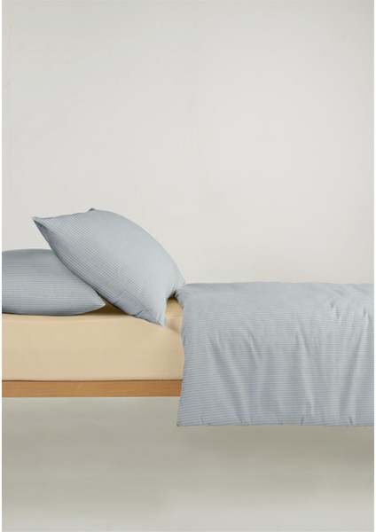 Chıc %100 Pamuk Ranforce Akay Açık Mavi Ipliği Boyalı Nevresim Takımı Tek Kişilik - 160X220 cm fırsatları