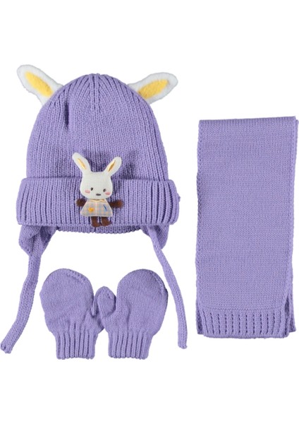 Kız Bebek Şapka-Atkı-Eldiven 3’lü Takım