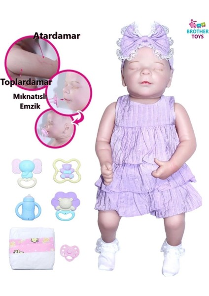 Gerçekçi Et Bebek 43 cm Gerçek Detaylı %100 Silikon Yumuşak Vücut Oyuncak