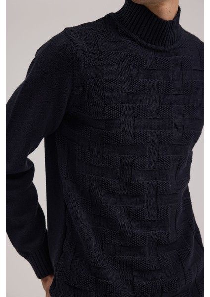 Lacivert Slim Fit Yarım Balıkçı Yaka Erkek Triko modelleri