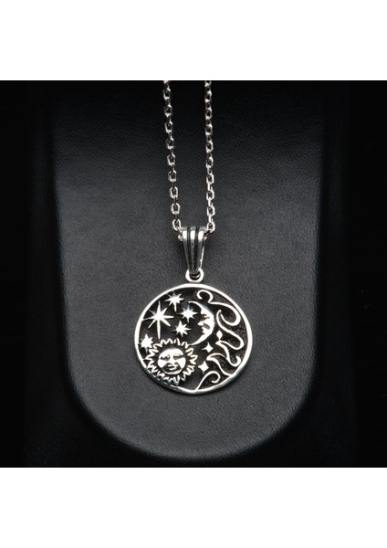 568 Güneş Ay ve Yıldızlar Gümüş Kolye fiyatları