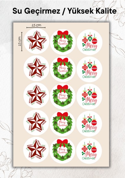 Yılbaşı Sticker 15 Adet Yüksek Kalite Su Geçirmez YRM0100