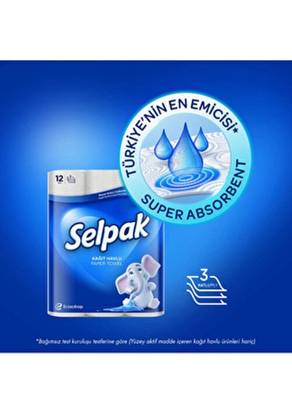 Kağıt Havlu Rulo 12'li Ultra Emici Beyaz Renkli Dayanıklı Kağıt fırsatları
