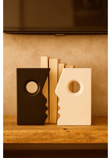Dekoratif Siyah & Beyaz Minimal Yüz Figürü | Modern Bohem Kitaplık & Tv Ünitesi Aksesuarı (15X9 Cm) fiyatları