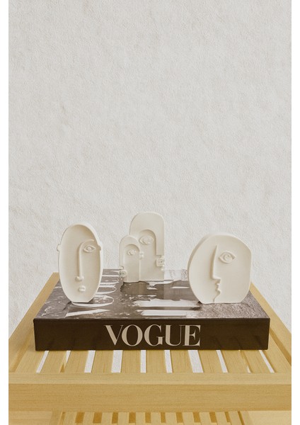 El Yapımı Modern Minimal Yüz Figürlü Dekoratif Heykel Seti Biblo modelleri