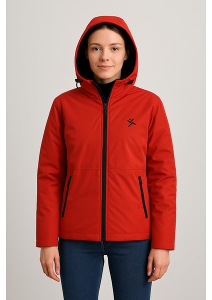 Kadın Kapüşonlu Şardonlu Paraşüt Mont – Su Geçirmez Fermuarlı Dış Giyim 1019 K