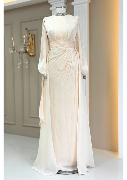 Gözde Abiye Elbise Krem