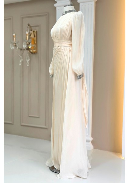 Gözde Abiye Elbise Krem modelleri