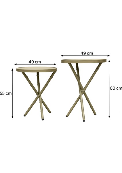 Bambu 2'li Zigon Sehpa Metal Iskelet Traverten Görünümlü Ahşap Tabla indirimleri