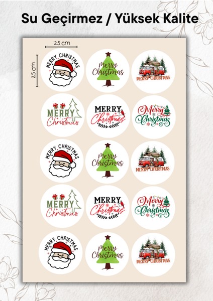 Yılbaşı Sticker 15 Adet Yüksek Kalite Su Geçirmez YRM096