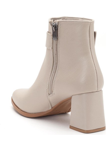 Bej Kadın Kalın Topuklu Bot Taş Tokalı Sivri Burun indirimleri