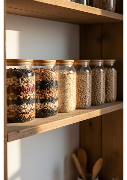 6’lı Cam Kavanoz Seti 1130 cc – Vakumlu Bambu Kavanoz fiyatları