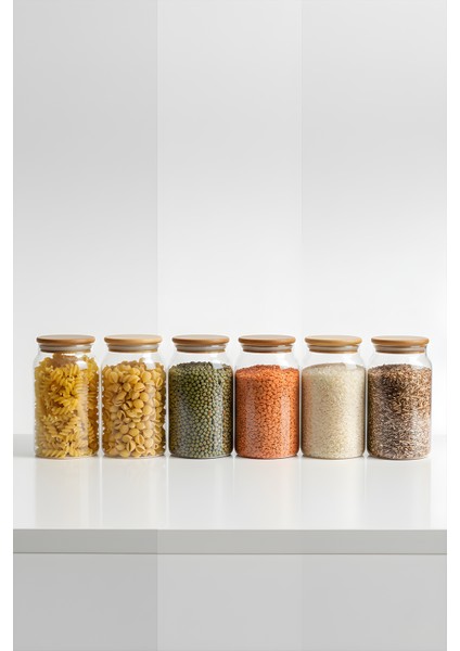 6’lı Cam Kavanoz Seti 1130 cc – Vakumlu Bambu Kavanoz fırsatları