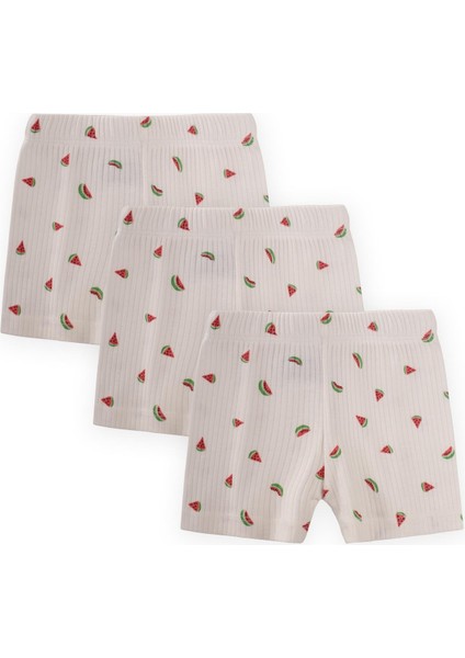 Üçlü Kız Boxer Set 2-9 Yaş Karpuz Desen