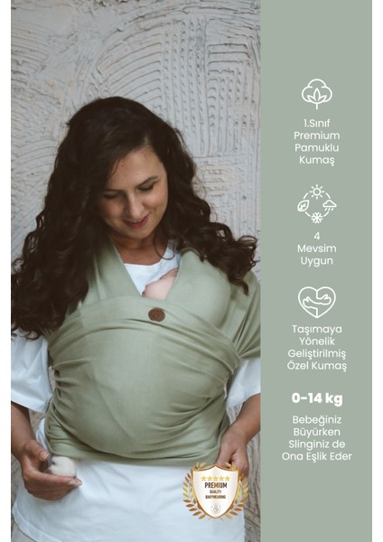 Premium Esnek Wrap Sling ( Babysling - Sling - Babysling - Bebek Taşıma Şalı - Babywearing - Kanguru )