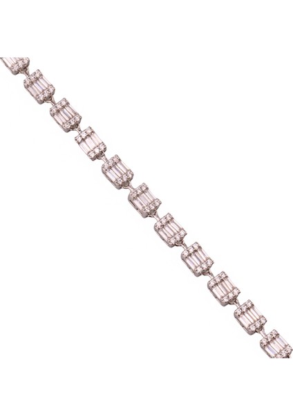 Monci S 7 Tennis Gümüş Bileklik Ms3298, 925 Ayar Kadın Gümüş Bileklik, Şık Bileklilk modelleri