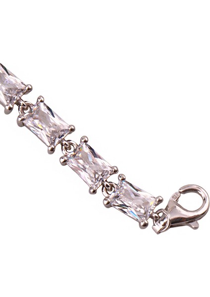 Monci S 12 Gümüş Bileklik Ms3303, Teniss Bileklik, Rodaj Kaplama, Pırlanta Montür