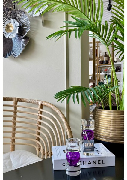 Kristal Baloncuklu Şamdan Mor