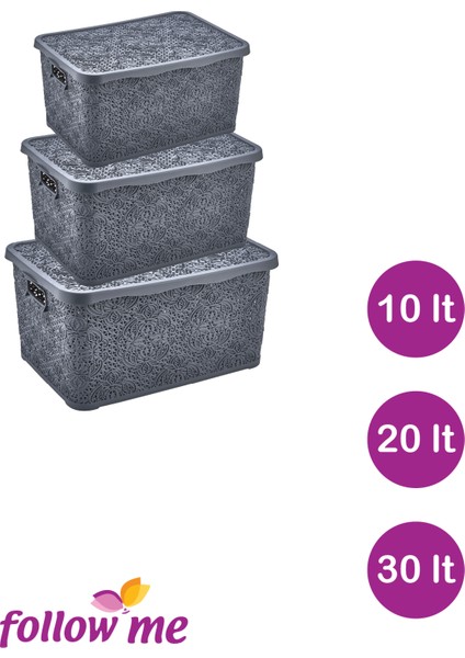 Nakış Çok Amaçlı Kutu 6'lı Set (Gri) fiyatları