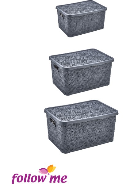 Nakış Çok Amaçlı Kutu 6'lı Set (Gri) indirimleri