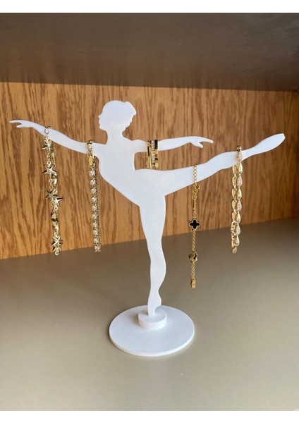 Şık Beyaz Balerin Takı Standı, Yüzük, Küpe, Bileklik, Takı Askılığı