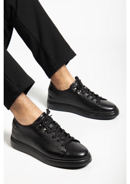 Hakiki Deri Erkek Casual Ayakkabı Siyah Düz Taban Bağlı fiyatları