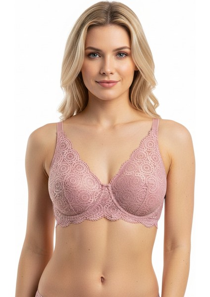 Kadın Dantelli Toparlayacı Gül Kurusu Renk Sütyen BB2025