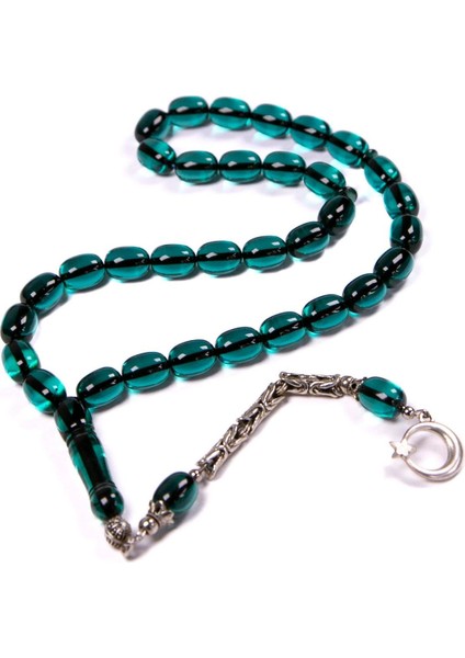 Kadifemsi Çekim Hissi Petrol Yeşili Ateş Kehribar Tesbih