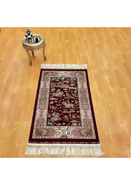 Şehname Motifli 160 x 230 cm Ipek Halı Bordo modelleri