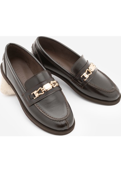 Kadın Loafer Makosen Tokalı Günlük Ayakkabı Zamira Kahve