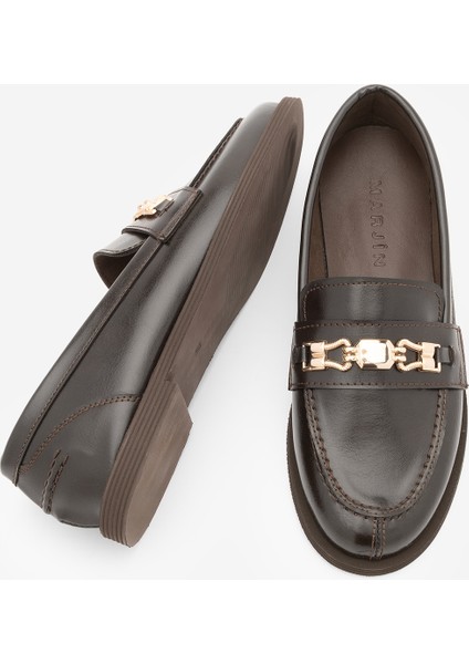 Kadın Loafer Makosen Tokalı Günlük Ayakkabı Zamira Kahve