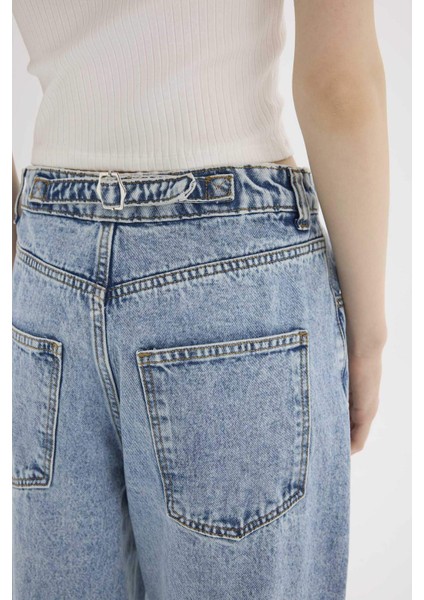 Baggy Fit Yüksek Bel Düz Paça Uzun Jean Pantolon D7964AX25SP fırsatları