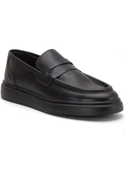 Hakiki Deri Erkek Casual Ayakkabı Siyah Kuşaklı Kolej Model Düz Taban fırsatları