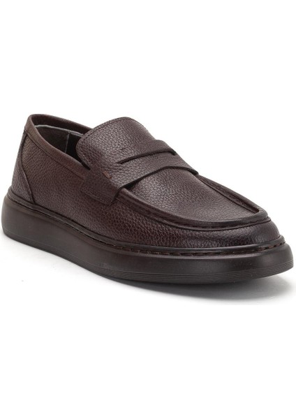 Hakiki Deri Erkek Casual Ayakkabı Kahverengi Kuşaklı Kolej Model Düz Taban modelleri