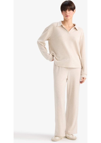 Pijama Takımı Regular Fit Uzun Kollu Velur Üst Uzun Alt-Fall in Love G1188AX25AU