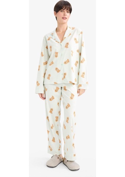 Pijama Takımı Regular Fit Köpek Desenli Uzun Kollu Üst Uzun Alt G1352AX25AU