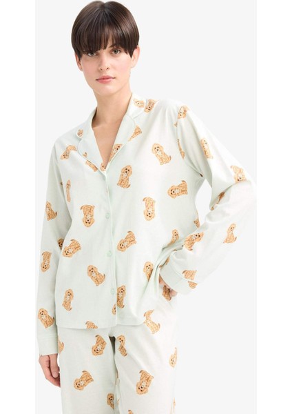 Pijama Takımı Regular Fit Köpek Desenli Uzun Kollu Üst Uzun Alt G1352AX25AU modelleri