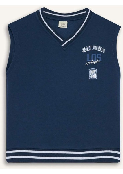 Erkek Çocuk V Yaka Baskılı Okul Süveteri modelleri