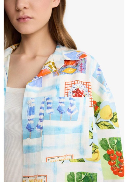 Oversize Geniş Kalıp Meyve Desenli Kısa Kollu Gömlek F2761AX25SM indirimleri