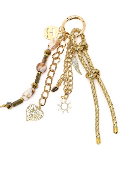 Kadın Altın Zincir Detaylı Boncuklu Metal Charm 000A2D471014