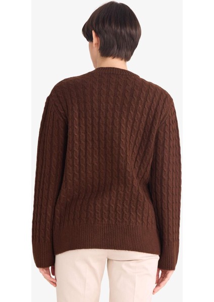 Regular Fit Bisiklet Yaka Nakışlı Triko Kazak G3054AX25AU indirimleri